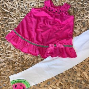 Girls Sz 6 Watermelon Tank and Leggings Matching Set